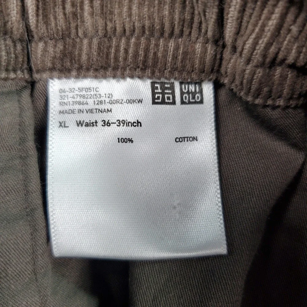 Uniqlo Mens XL Brown Corduroy Utility Fatigue Pants Elastic Waist 321-479822